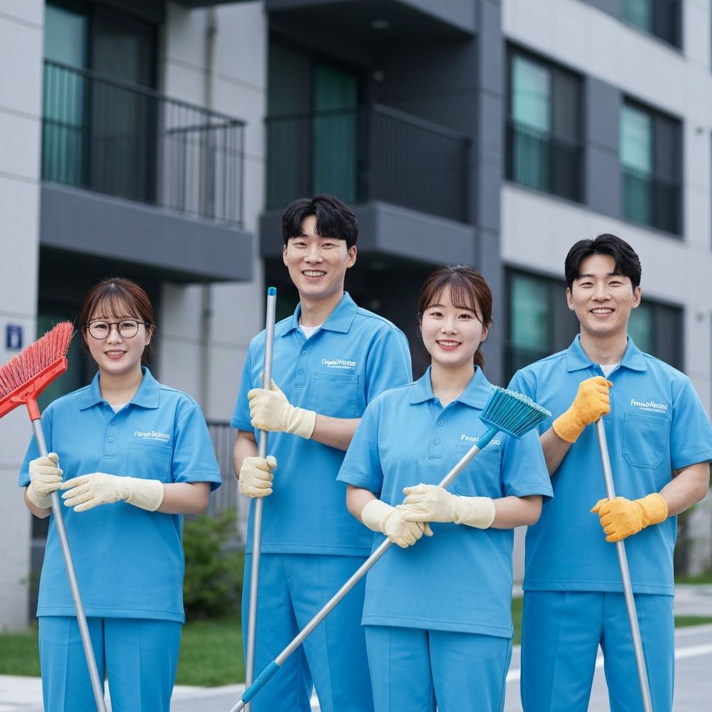 프리홈청소 전문 팀이 함께 서 있는 모습
